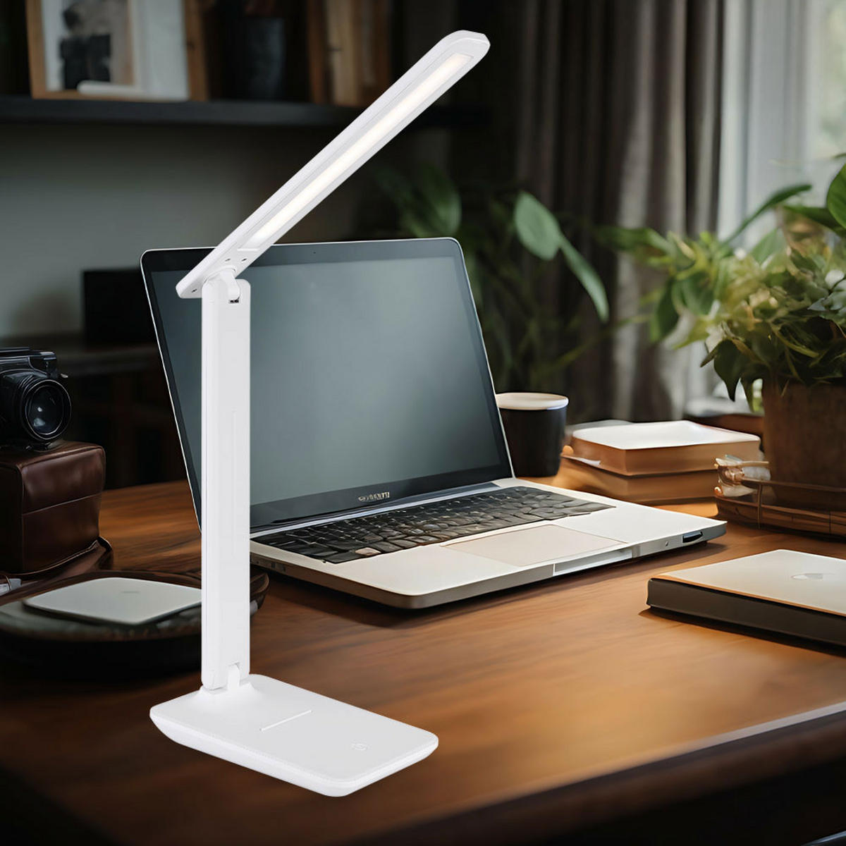 LED TISCHLEUCHTE Brighton Weiß Kunstleder - Weiß, Kunststoff (38/11.5/50cm) - Globo Lighting