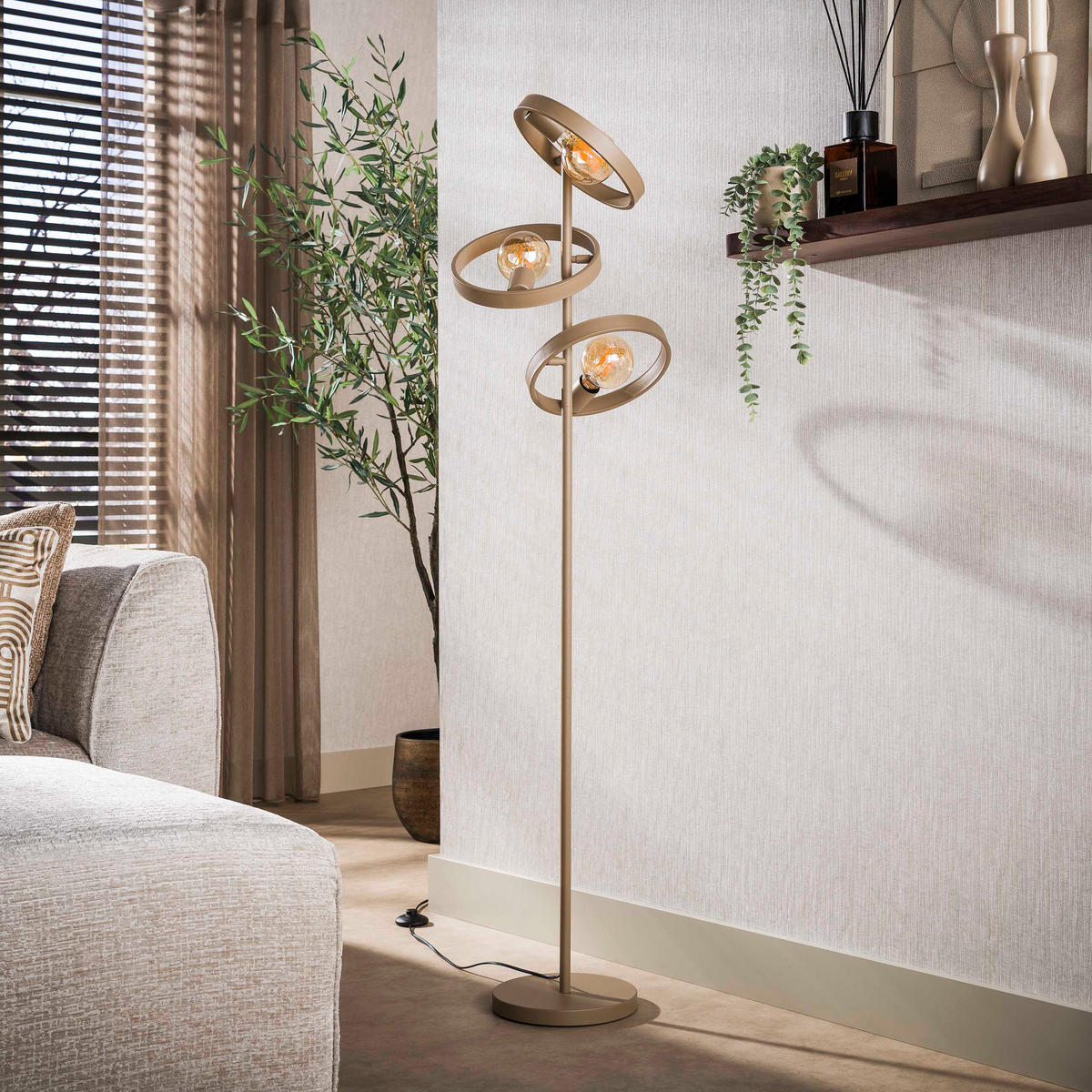 STEHLEUCHTE Hover 43 40/40/155 cm - Beige, Metall (40/40/155cm) - Hoyz Collection
