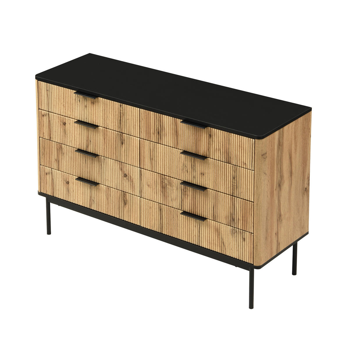 KOMODA 120/39,5/80 cm MDF přírodní/černá - černá, kompozitní dřevo (120/80/39.5cm) - BEAOK