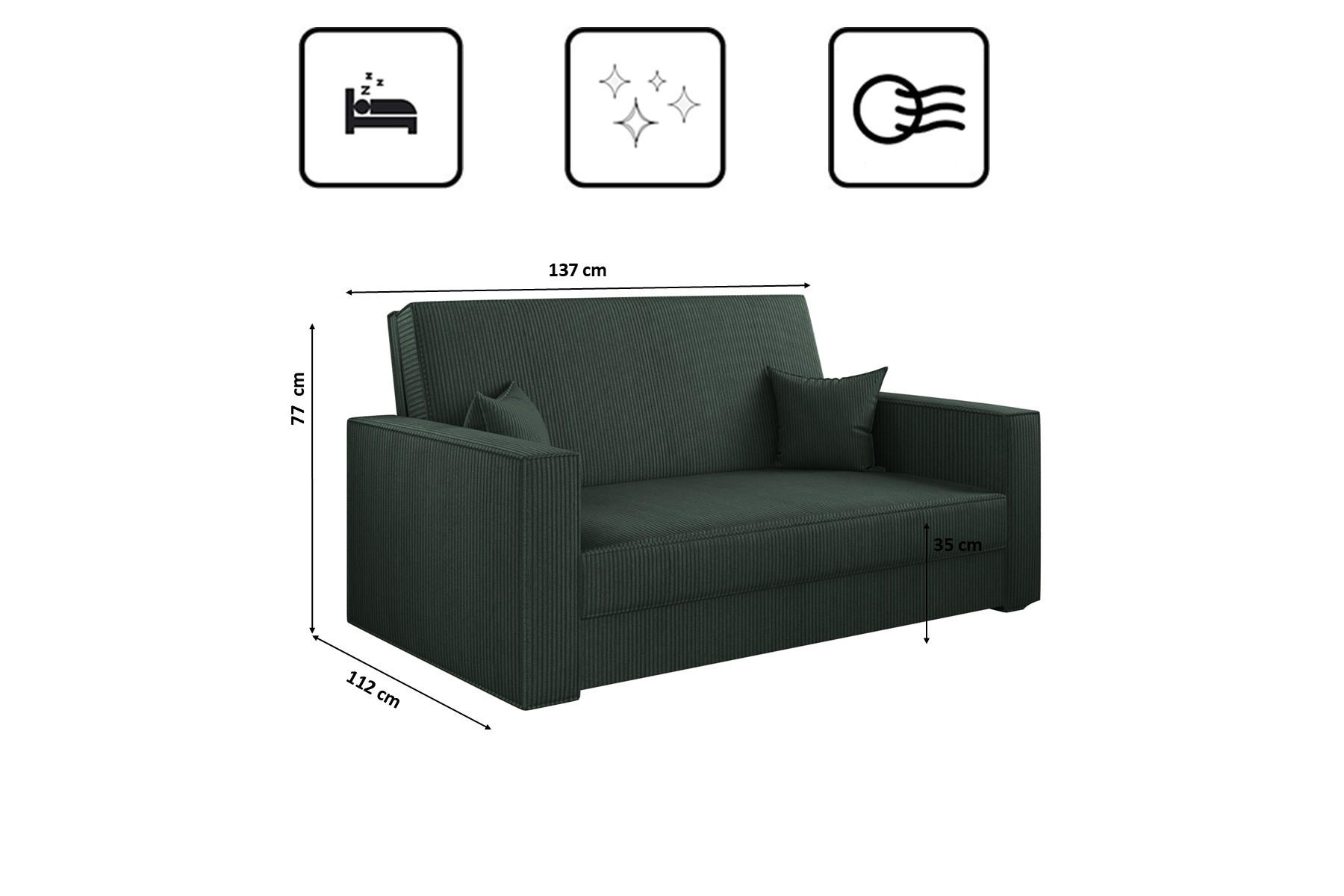 Thumbnail - Kaiser Möbel Sofa,, Grün, Holz, 137x77x112 cm, Wohnzimmer, Sofas & Couches, Schlafsofas