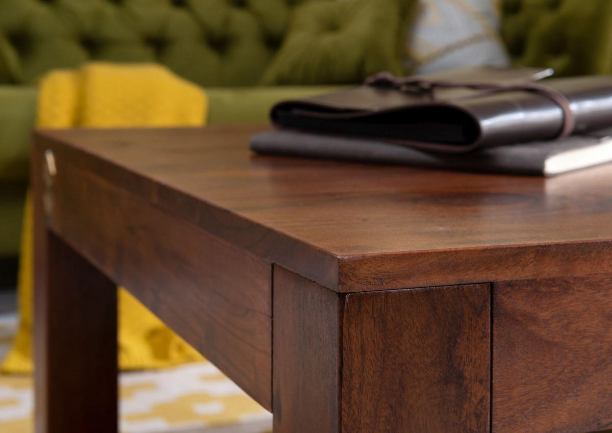 COUCHTISCH Akazie 120x75x45 nougat lackiert OXFORD #318 - Dunkelbraun, Holz (120/75/45cm) - Massivmoebel24