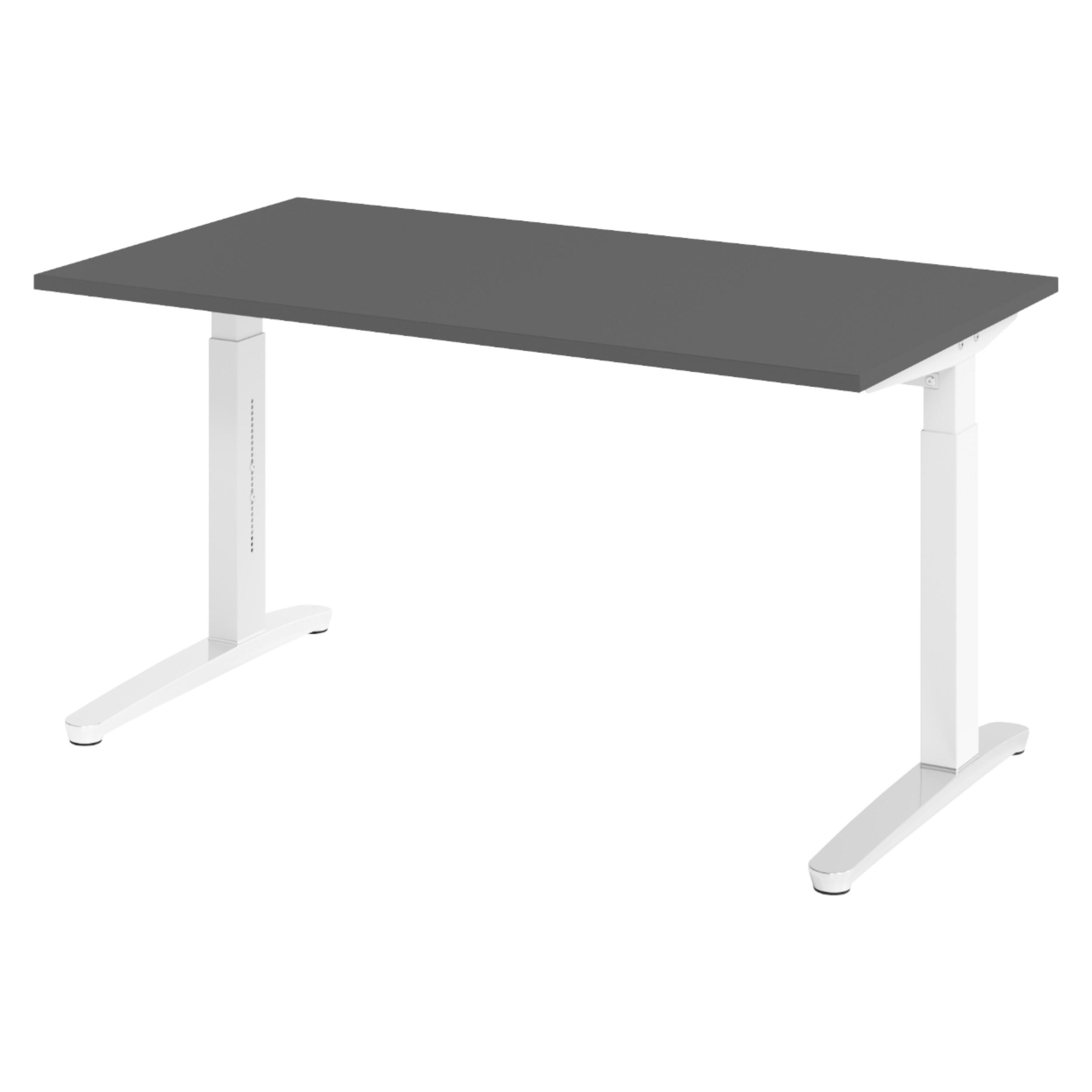 bümö Schreibtisch Graphit, Weiß, Silber 140x74x80 cm