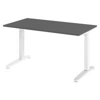 SCHREIBTISCH Serie-XB 80/140/74 cm in Graphitfarben/Weiß/Alu poliert - Silberfarben/Graphitfarben, Holzwerkstoff (80/140/74cm) - bümö