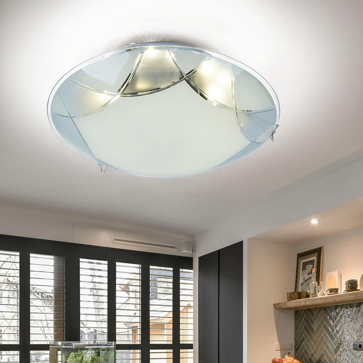 LED DECKENLEUCHTE Glas Weiß - Weiß, Glas (25/25/7.5cm) - Globo Lighting