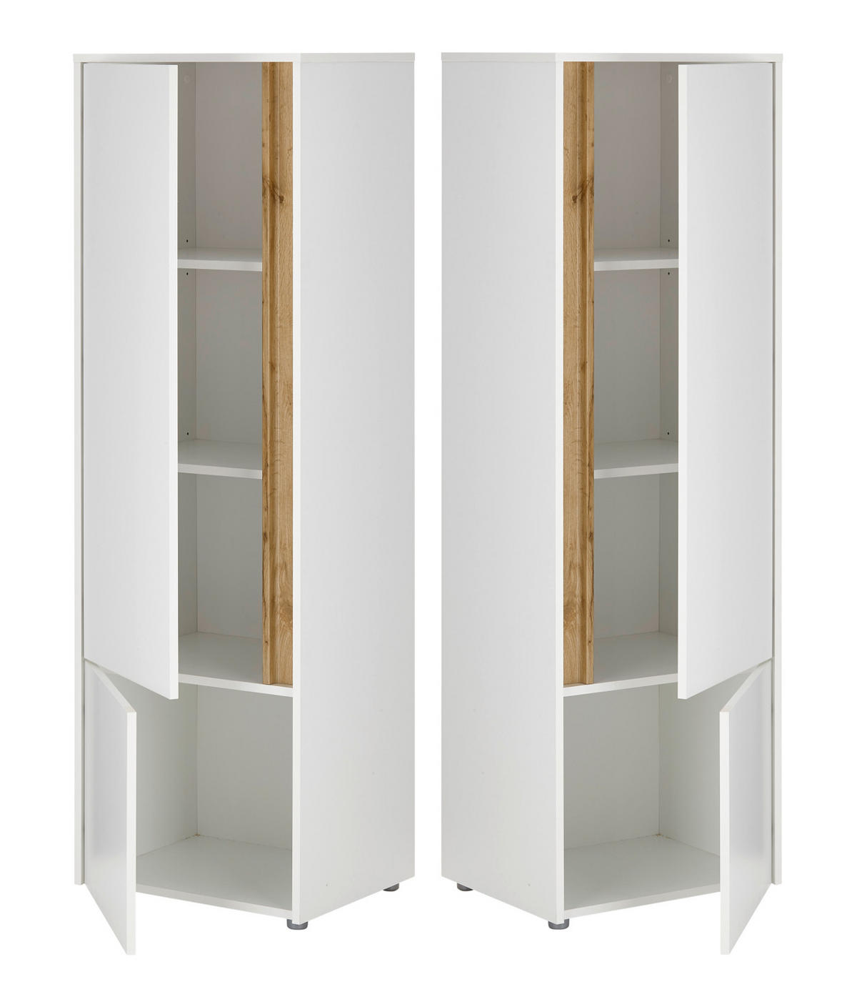 AKTENSCHRANK Weiß matt, Eiche Wotan 50 x 158 cm, Stauraumschrank mit 4 Ordnerhöhen - Eichefarben/Silberfarben, Holzwerkstoff/Kunststoff (50/158/40cm) - Furn.Design
