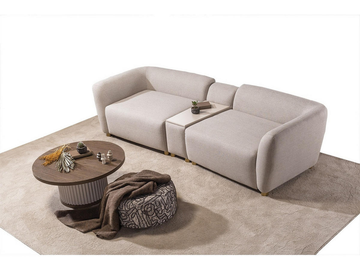 SOFA Rubato 4-Sitzer Samt Beige - Beige, Holz/Textil (280/70/100cm) - Villa Möbel