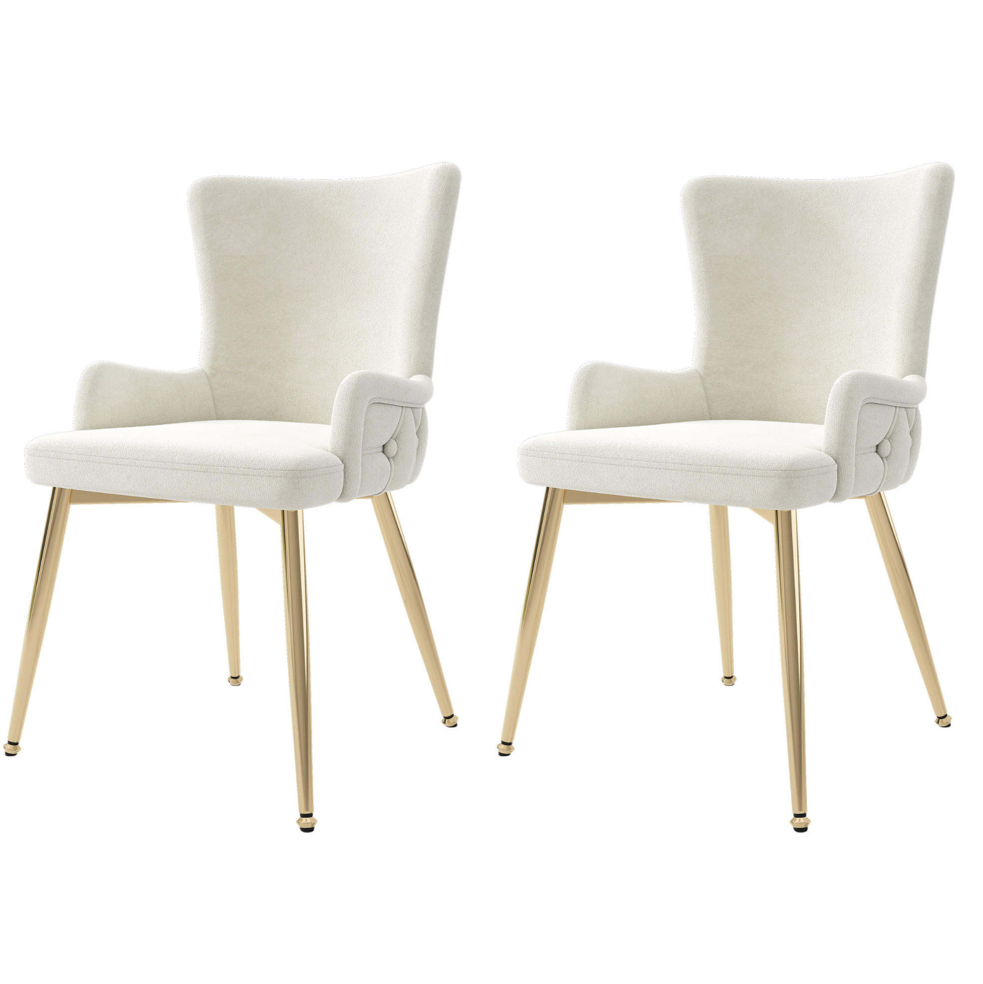 ESSZIMMERSTUHL 2er-Set Samt Beige mit Metallbeinen - Beige, Metall (47/85/49cm) - Meubliv