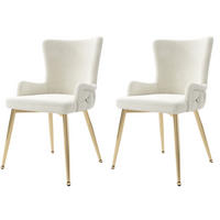 ESSZIMMERSTUHL 2er-Set Samt Beige mit Metallbeinen - Beige, Metall (47/85/49cm) - Meubliv