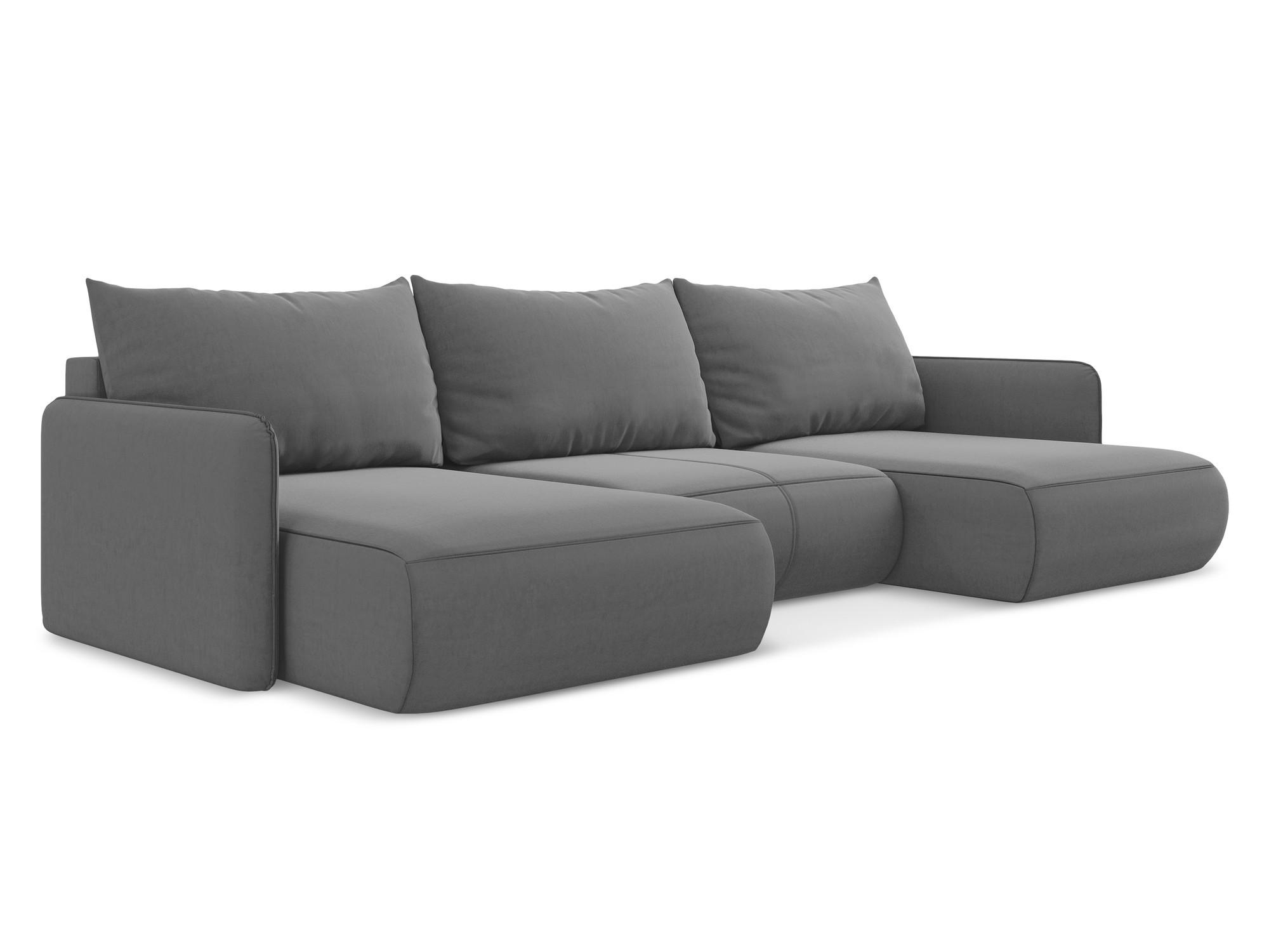 WOHNLANDSCHAFT Samt Stoff Grau - Schwarz/Grau, Kunststoff/Textil (290/86/148cm) - Makamii