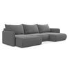 WOHNLANDSCHAFT Samt Stoff Grau - Schwarz/Grau, Kunststoff/Textil (290/86/148cm) - Makamii
