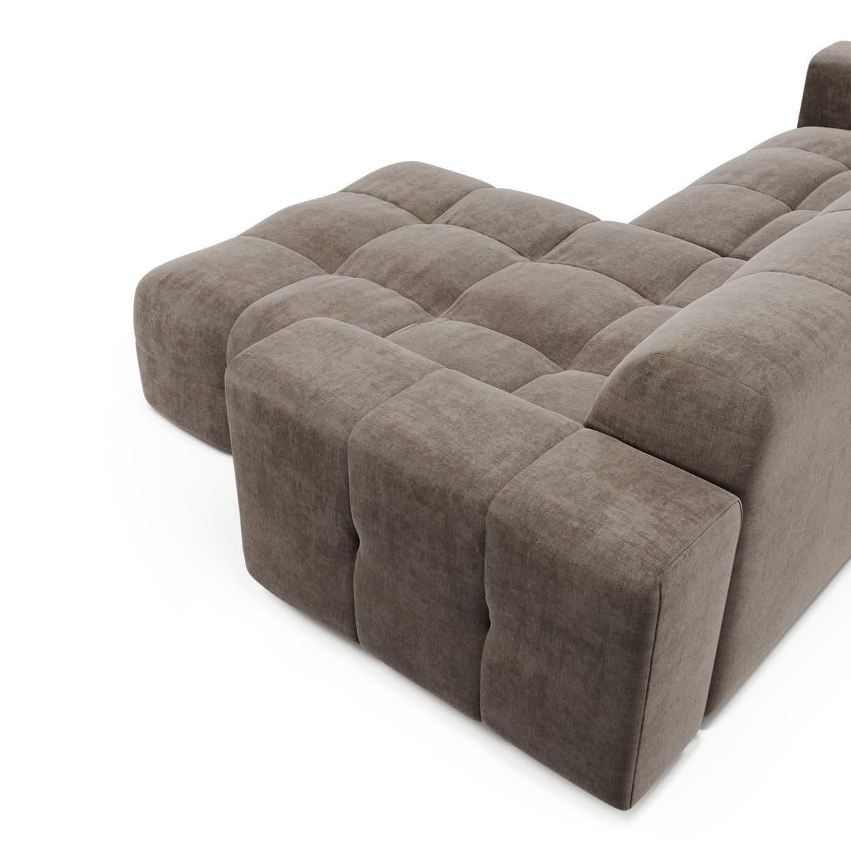 ECKSOFA RECHTS Samt Taupe 230cm - Taupe, Textil (230/155cm) - Sia Home