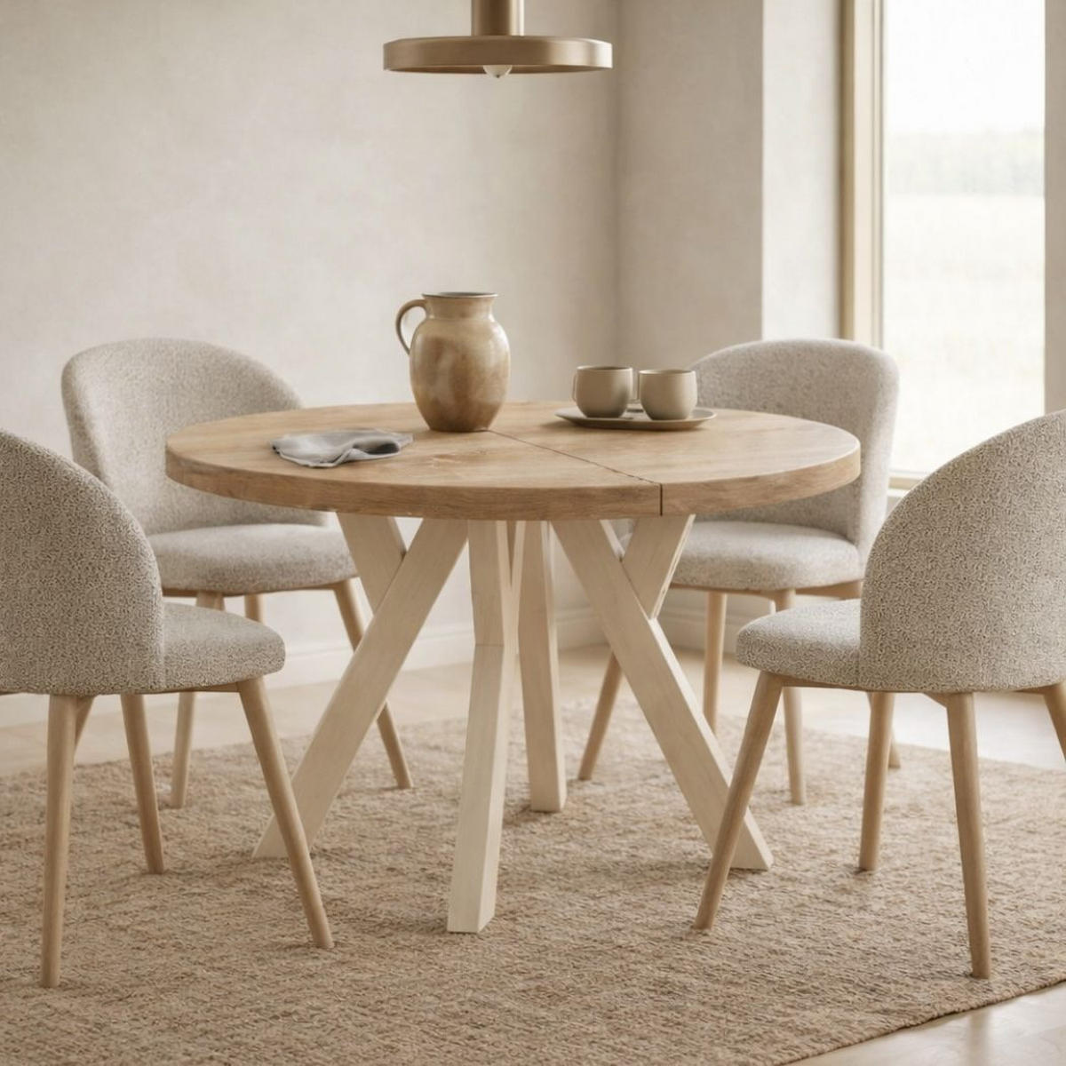 ESSTISCH Runder Ausziehbarer PERO 100/150, Eiche Sonoma - Sonoma Eiche, Holz (150/100/77cm) - Dekori_Interiors