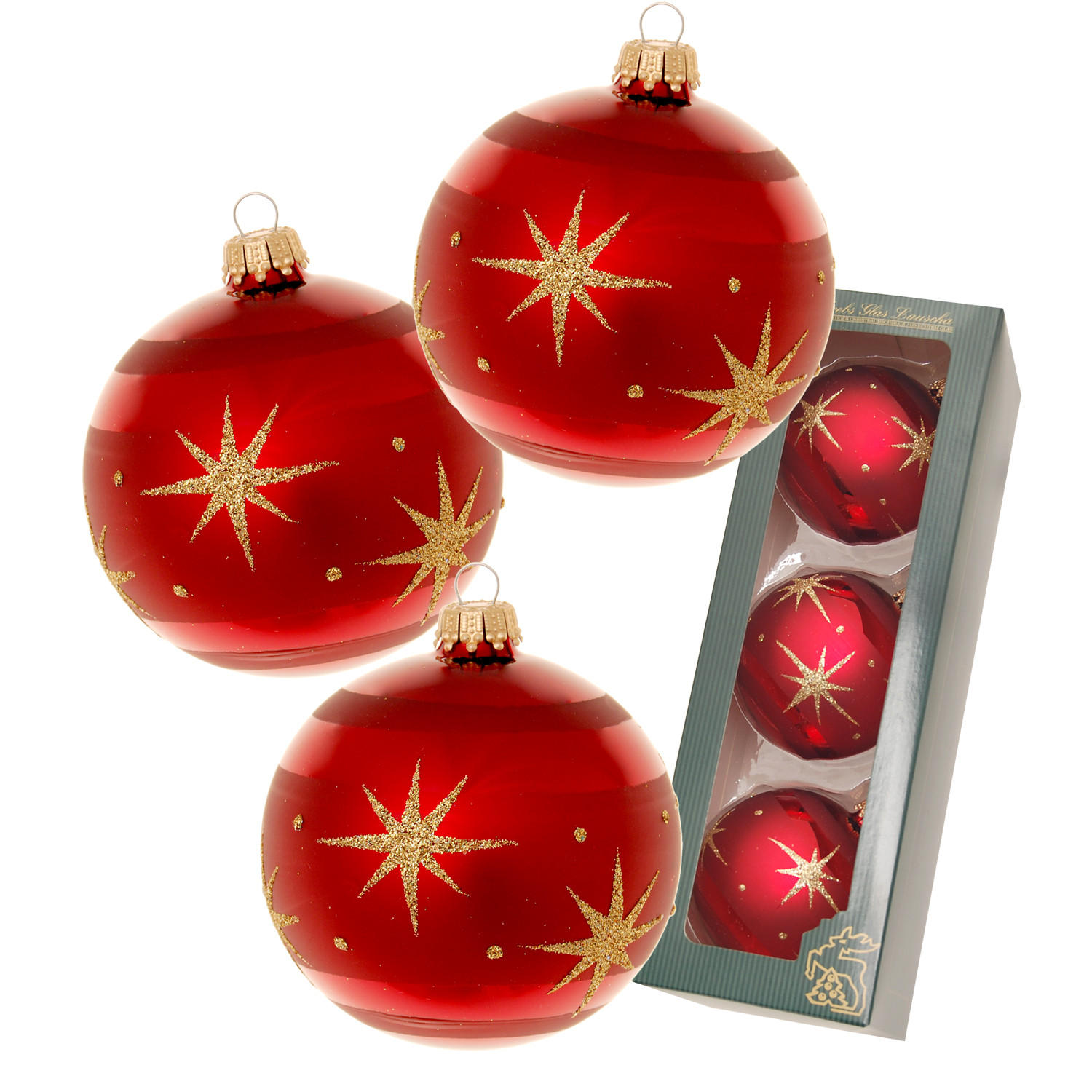 Krebs Glas Lauscha Christbaumkugeln Rot 8x8x8 cm