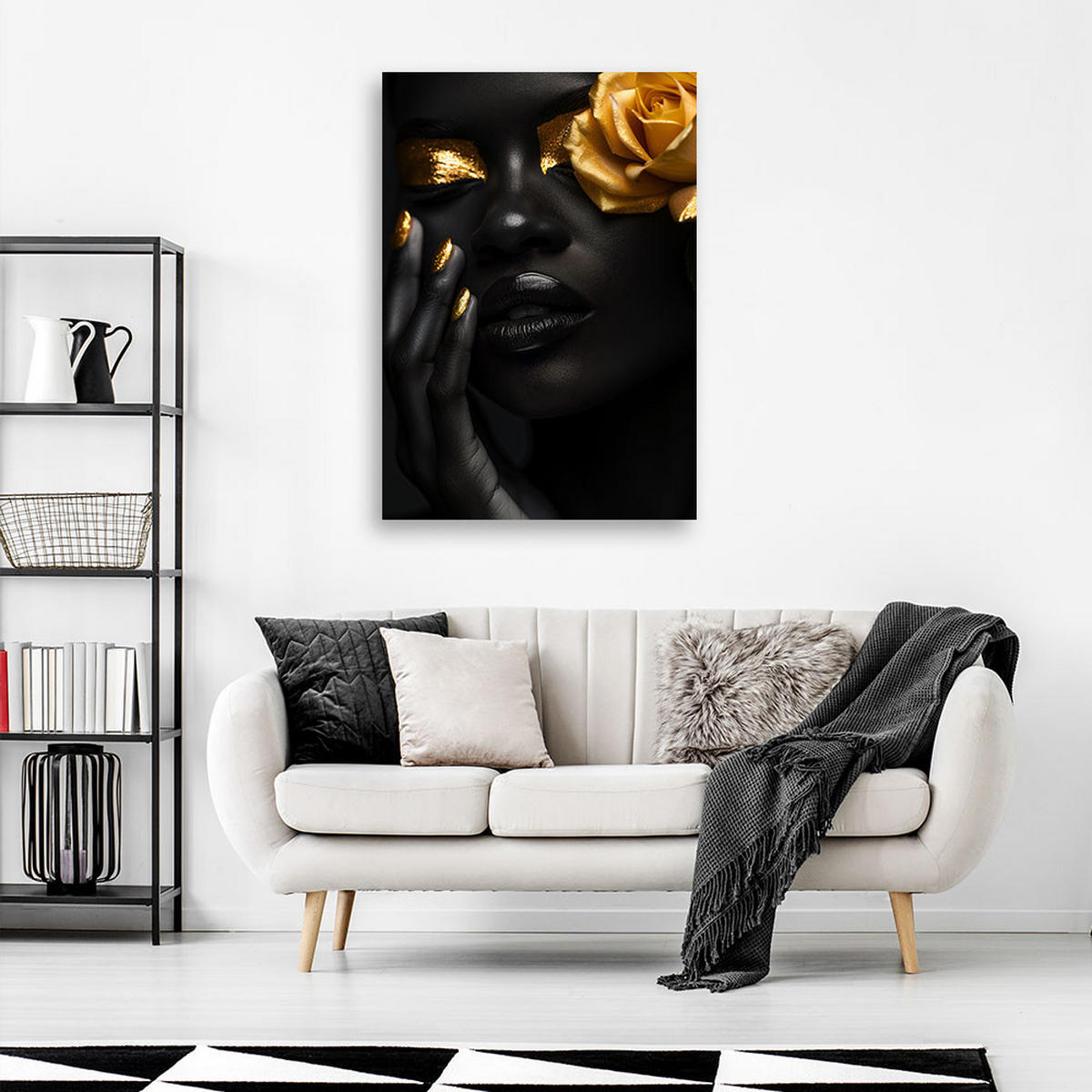 LEINWANDBILD Frau Rose Gold 40x60cm - Schwarz, Textil (40/60cm) - Feeby