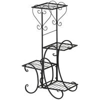 BLUMENSTÄNDER, Metall, Schwarz - Schwarz, Metall (24.5/80/45cm) - Outsunny