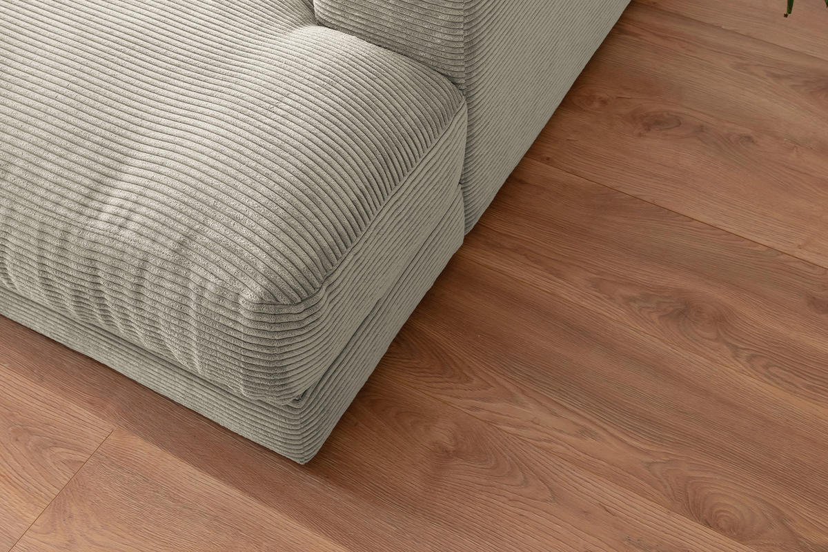 BIG SOFA XL MADELINE Steingrau Cord - Greige/Schwarz, Kunststoff/Textil (290/85/190cm) - KAWOLA