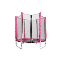TRAMPOLIN aus Stahl, PP, EPE, Federn in Rosa + Schwarz mit Sicherheitsnetz für Kinder 150 cm Durchmesser x 160 cm Höhe - Pink, Metall (150/150/160cm) - Livingandhome