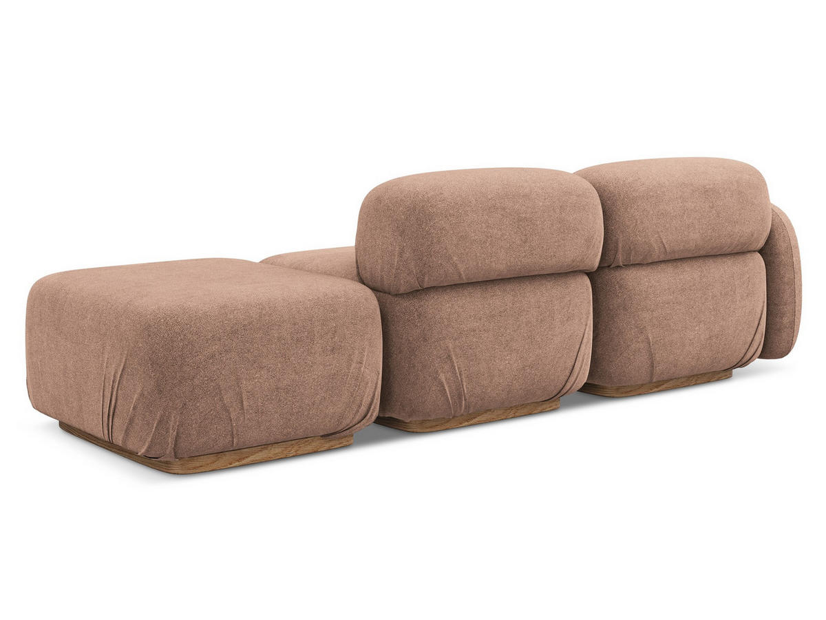3-SITZER SOFA Bouclé Stoff Pink - Pink/Hellrosa, Holz/Textil (258/73/95cm) - Makamii
