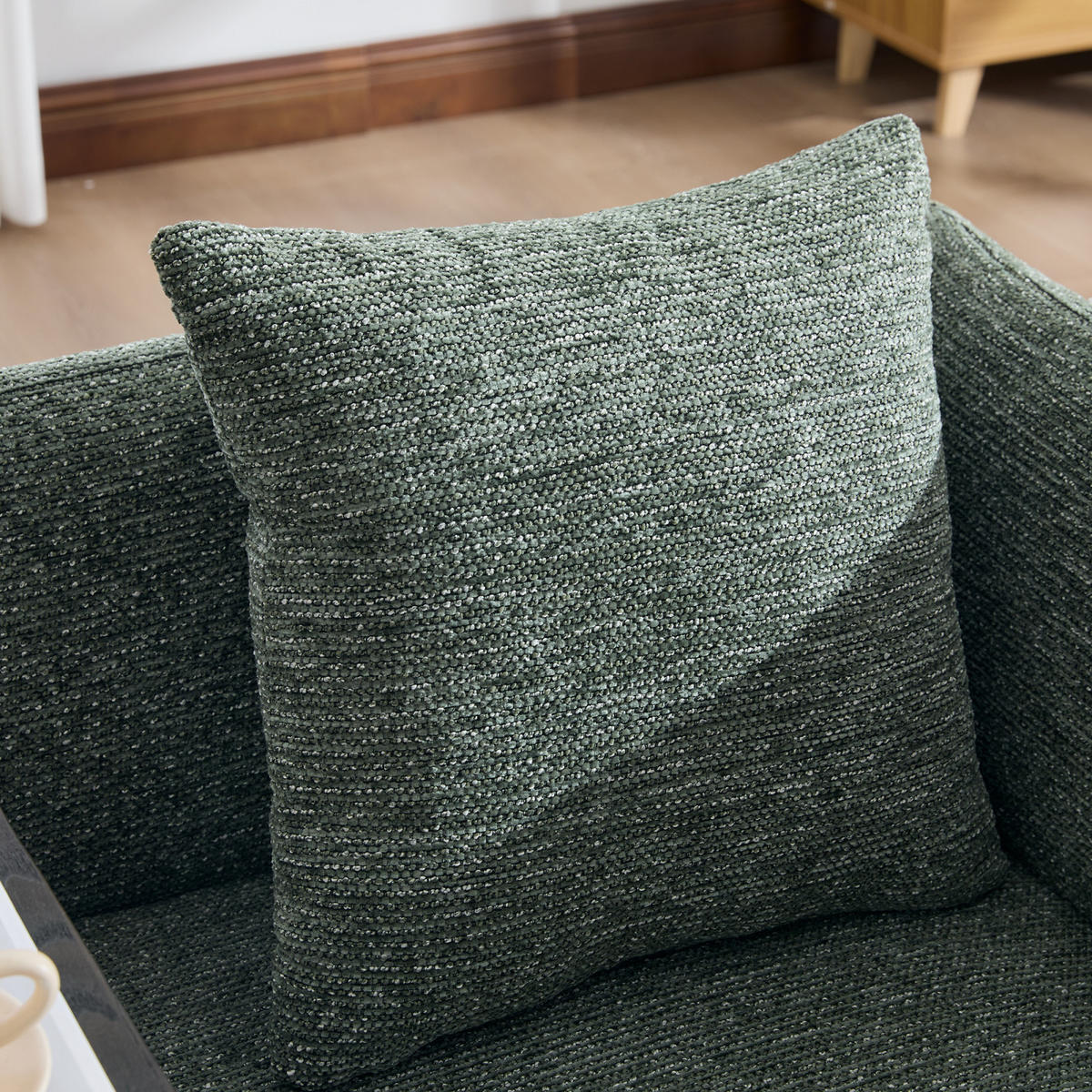 SESSEL mit Beistelltisch und Seitentaschen, Polstersessel Wohnzimmer, Grün - Grün, Textil (64/71/64cm) - PARAFTA HOME