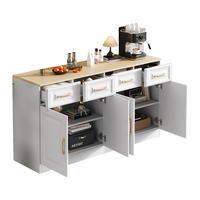 SIDEBOARD Weiß Holz 4 Türen 4 Schubladen 140cm Stauraum - Multicolor, Holzwerkstoff (40/75/140cm) - FLIEKS