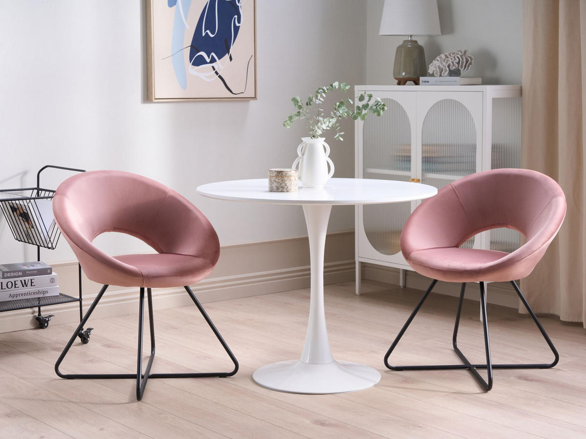 SESSEL Samtstoff Rosa Rachel - Pink, Textil/Metall (65/77/57cm) - Beliani
