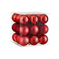 WEIHNACHTSBAUMSCHMUCK-SET 27-teilig Christbaumkugeln Rot Mix, Ø 8 cm, Kunststoff - Rot, Kunststoff (40/40/40cm) - LAALU