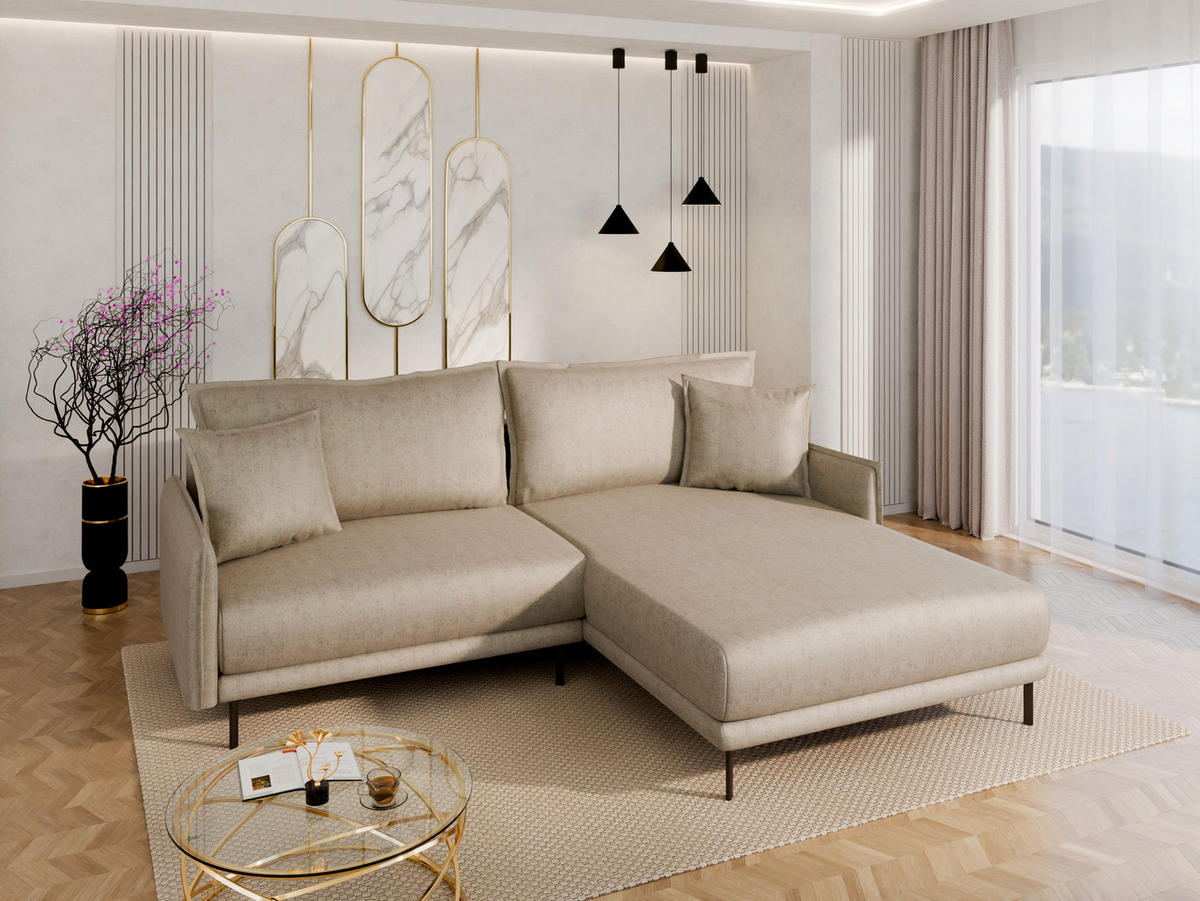 ECKSOFA Selva – modernes Design trifft auf höchsten Komfort, Cappuccino - Cappuccino, Holz (246/190cm) - Panda Möbel