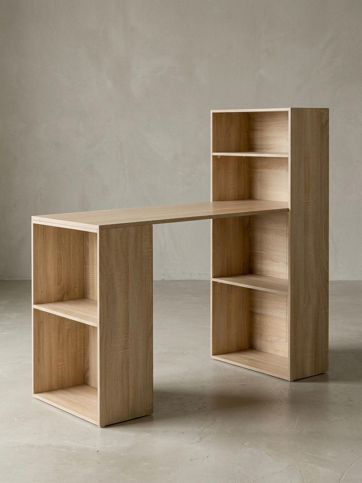 SCHREIBTISCH Mit Regal Variabel BRENTA, Beige 120x53x120 cm - Beige/Braun, Holz (53/120/120cm) - KADIMA DESIGN