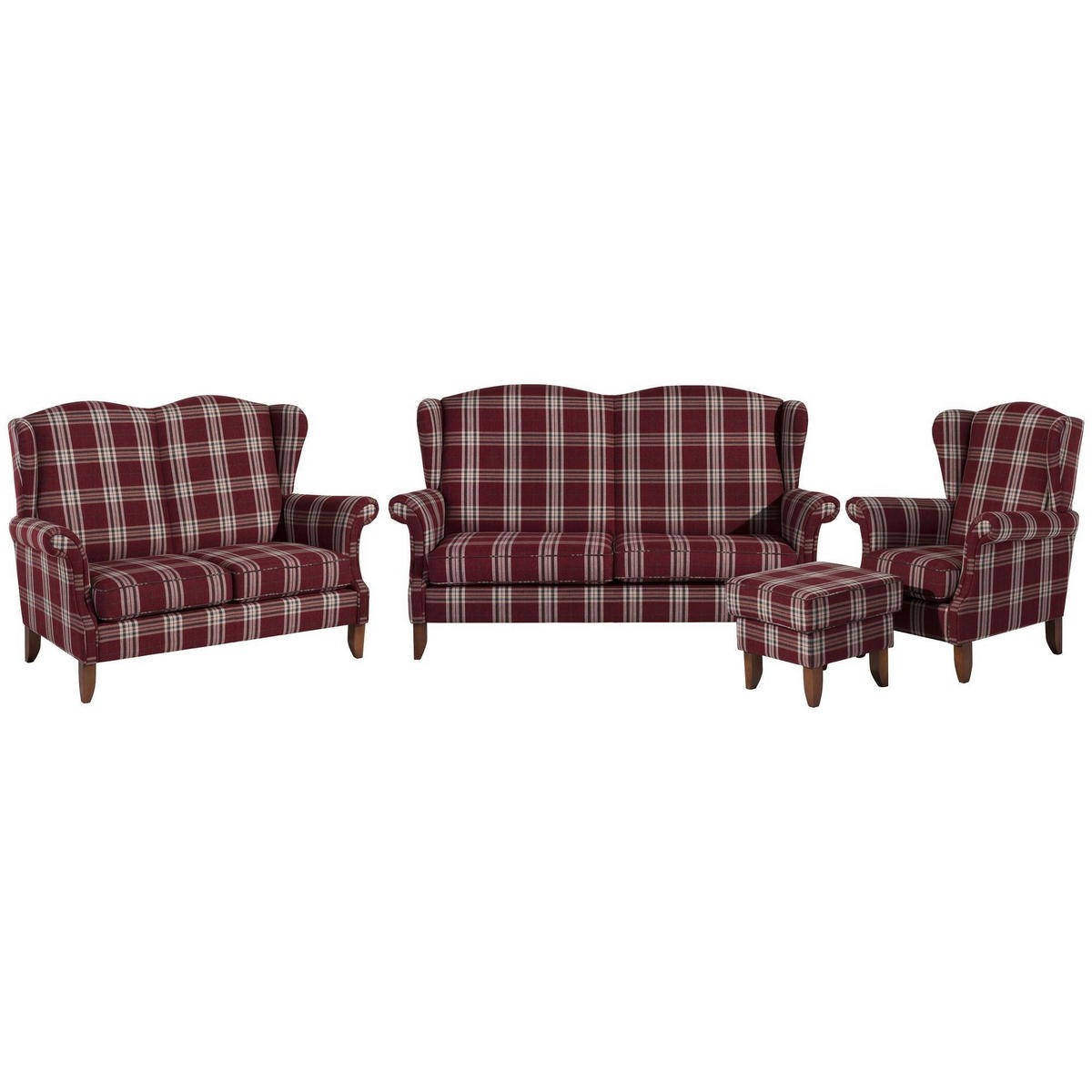 SOFA 2,5-Sitzer Katria Bezug Flachgewebe Buche nussbaum / rot - Rot, Kunststoff (193/108/86cm) - 58aufmkessel