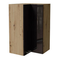 ECKHÄNGESCHRANK Essen W14/60 Schwarz Hochglanz / Eiche Artisan Matt 60 / 60 / 96cm - Schwarz Hochglanz/Schwarz, Holz/Holzwerkstoff (60/96/60cm) - Feldmann-Wohnen