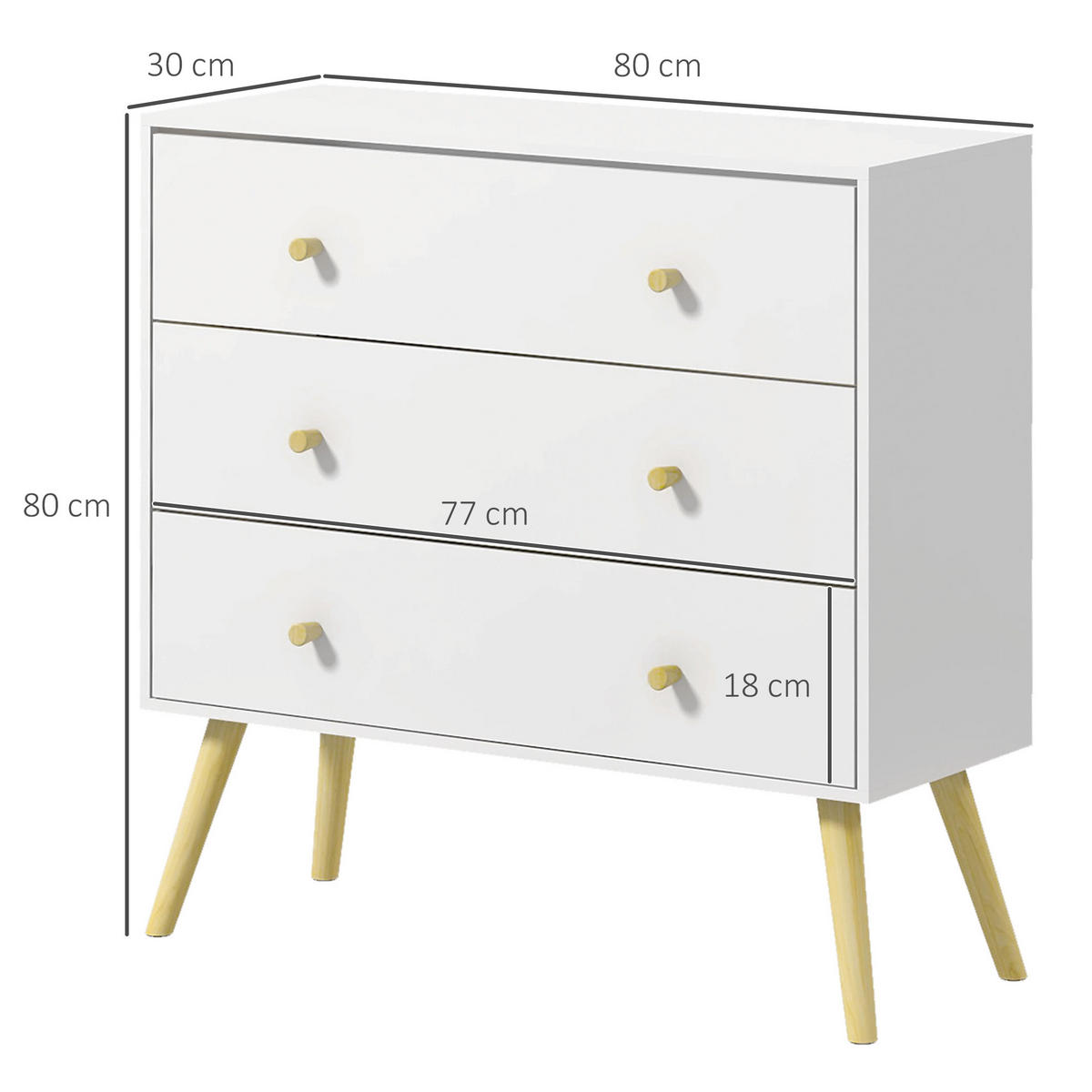 KOMMODE Weiß 80/30/80 cm - Weiß, Holzwerkstoff (80/80/30cm) - PANGIVO