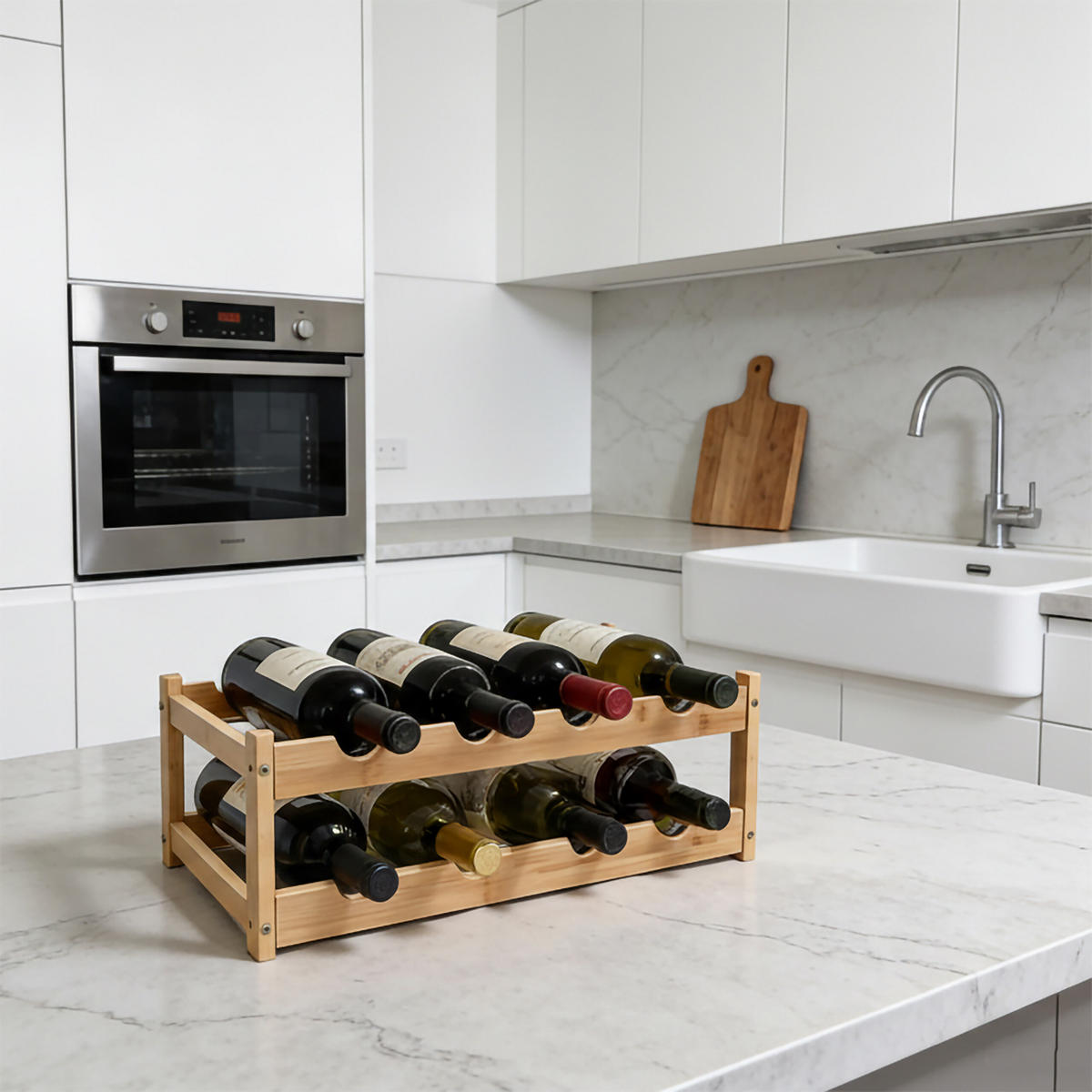 VINOVÝ regál - světle hnědá, dřevo (45/16.5/45cm) - Relaxdays