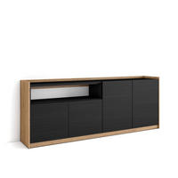 SIDEBOARD, Highboard, Schwarz Eiche, 207/37/80cm - Schwarz, Holzwerkstoff (207/80/37cm) - Skraut Home