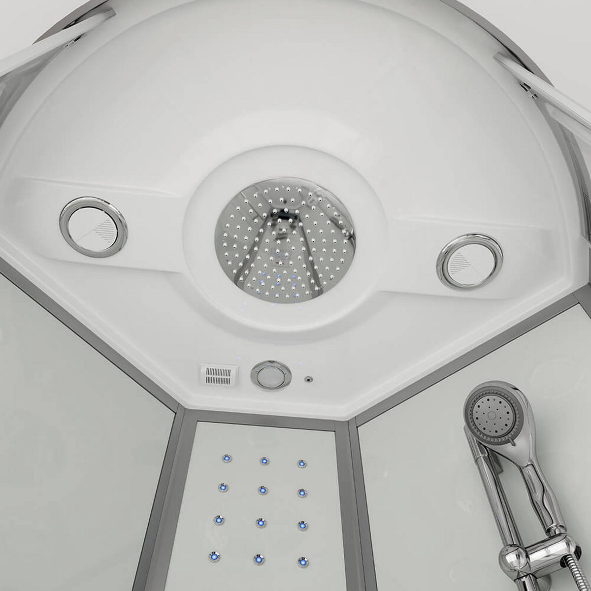 DAMPFDUSCHE WHITE PEARL - Weiß, 100 x 100 cm - Weiß, Glas (100cm) - Home Deluxe
