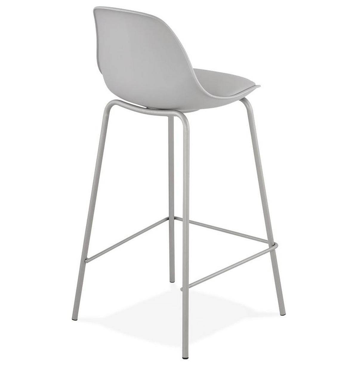 BARHOCKER Kunstleder Metallgestell Sitzhöhe 65cm Rückenlehne RENIXA MINI, Grau 42x41,5x86,5 cm - Grau, Kunststoff/Textil (42/87/42cm) - KADIMA DESIGN