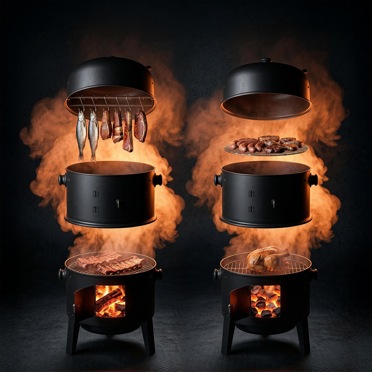 SMOKER - Schwarz, Metall (47.5/79/42cm) - Relaxdays