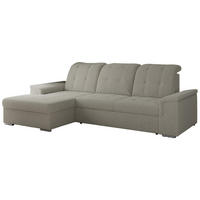 ECKSOFA MADRITO L - Hellgrau Boucle - Links - Silberfarben/Hellgrau, Textil/Metall (160/256cm)