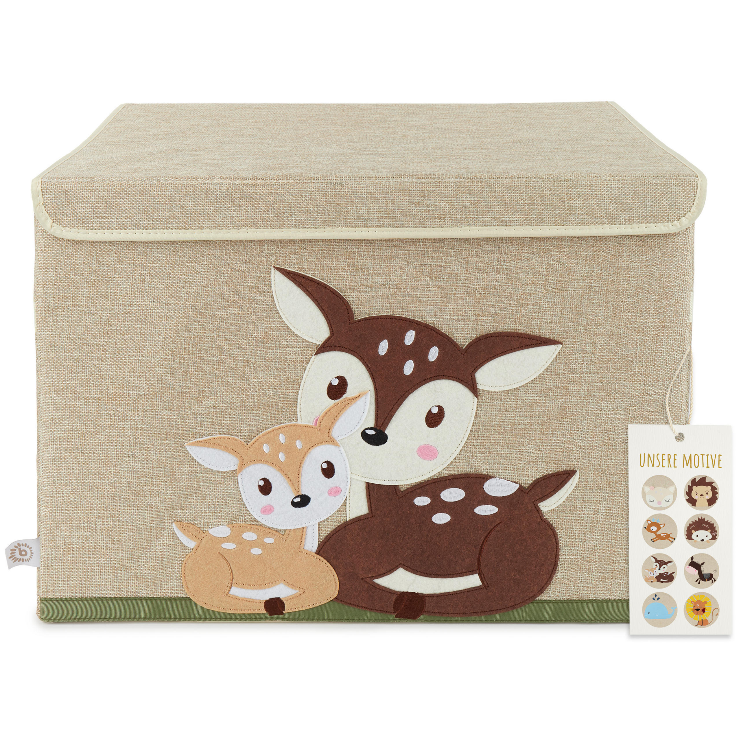 AUFBEWAHRUNGSBOX mit Deckel 65L, faltbar - Beige/Bronzefarben, Textil (51/36cm) - Bieco Spielwaren