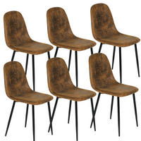 ESSZIMMERSTUHL 6er-Set Lederoptik & Metallbeine - Schwarz/Braun, Holzwerkstoff/Textil (40/86/54cm) - Urban Meuble