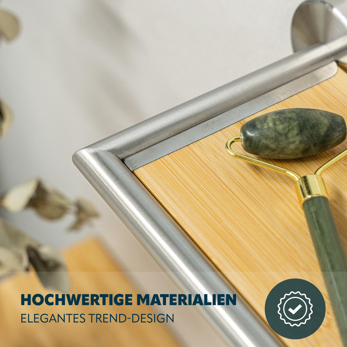 WANDABLAGE PIAZZA, Edelstahl und Bambus - Braun, Holz (53.5/6/14cm) - bremermann