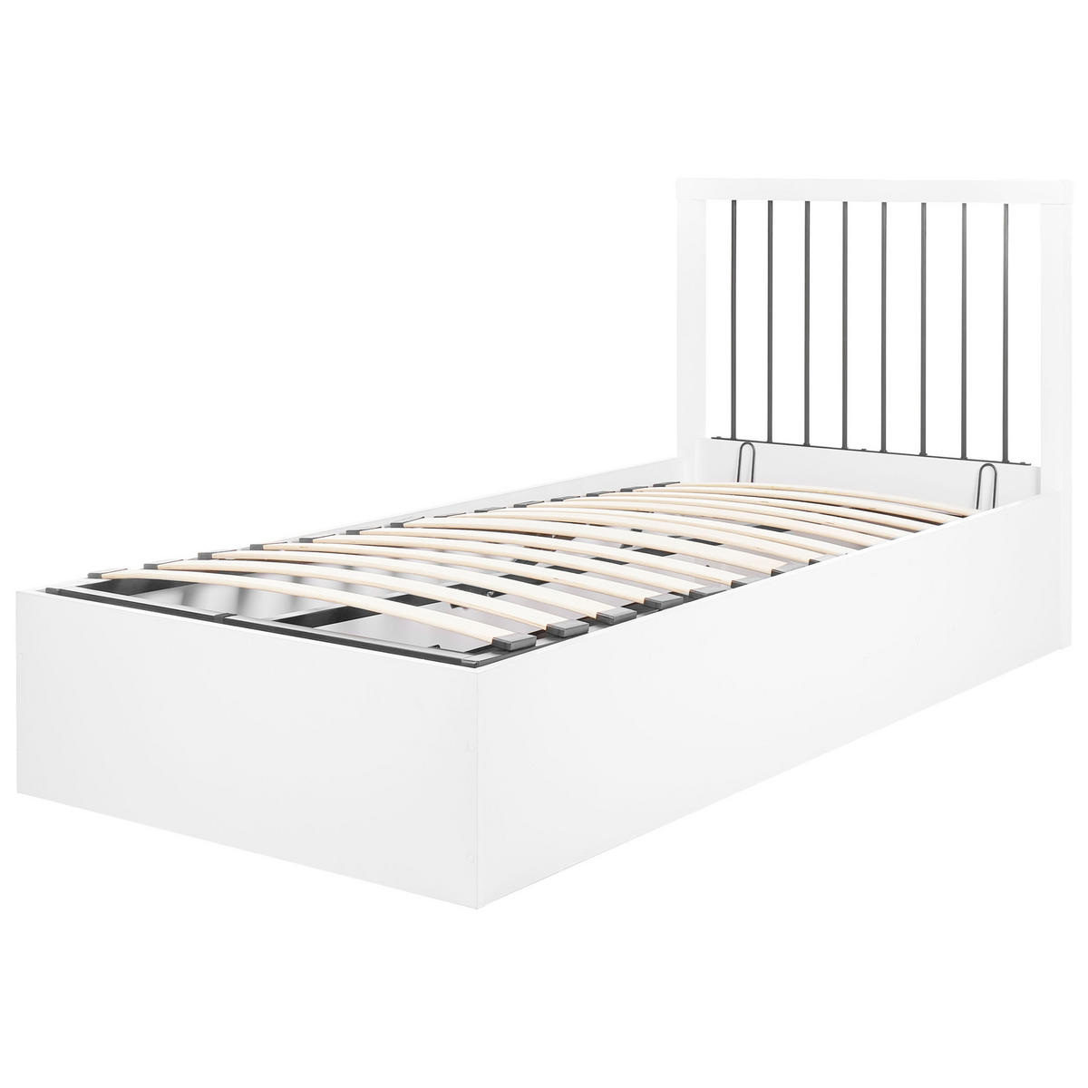 POSTEL s úložným prostorem 90/200 cm MDF deska Krémově bílá Rouvillers - krémová, dřevo (90/200cm) - Beliani