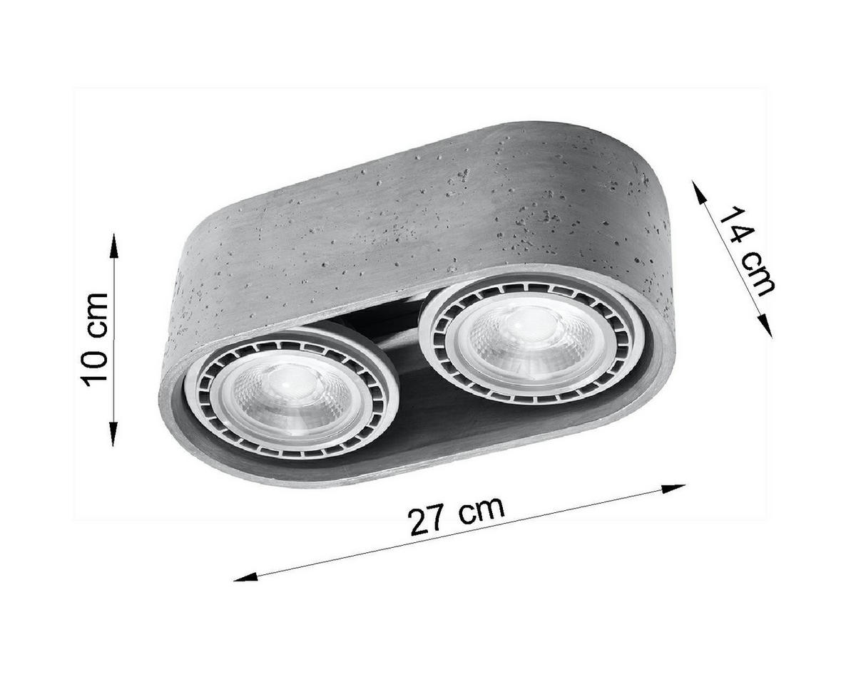 DECKENLEUCHTE Betonoptik Grau - Grau, Stein (27/14/10cm) - Sollux Lighting