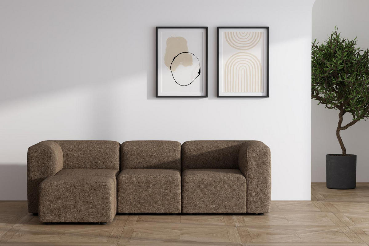 CHAISELONGSOFA Cubic Stoff Braun - Braun, Textil (257/64/164cm) - ebuy24