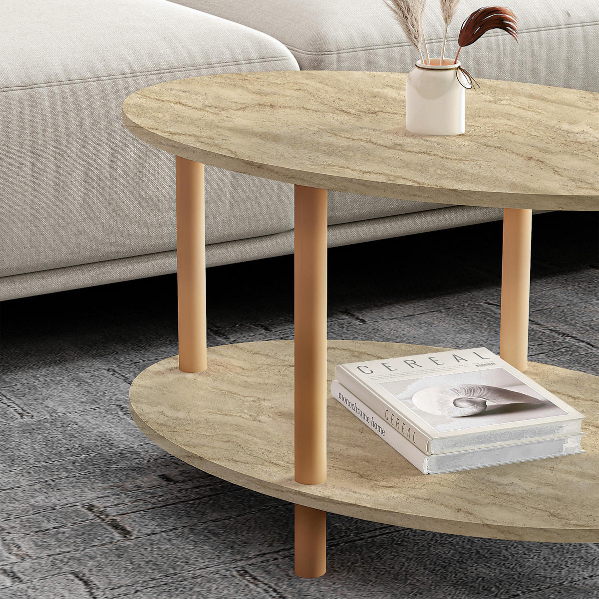 COUCHTISCH Højreby 70/44/43 cm - Beige/Naturfarben, Holz/Holzwerkstoff (70/44/43cm) - [en.casa]