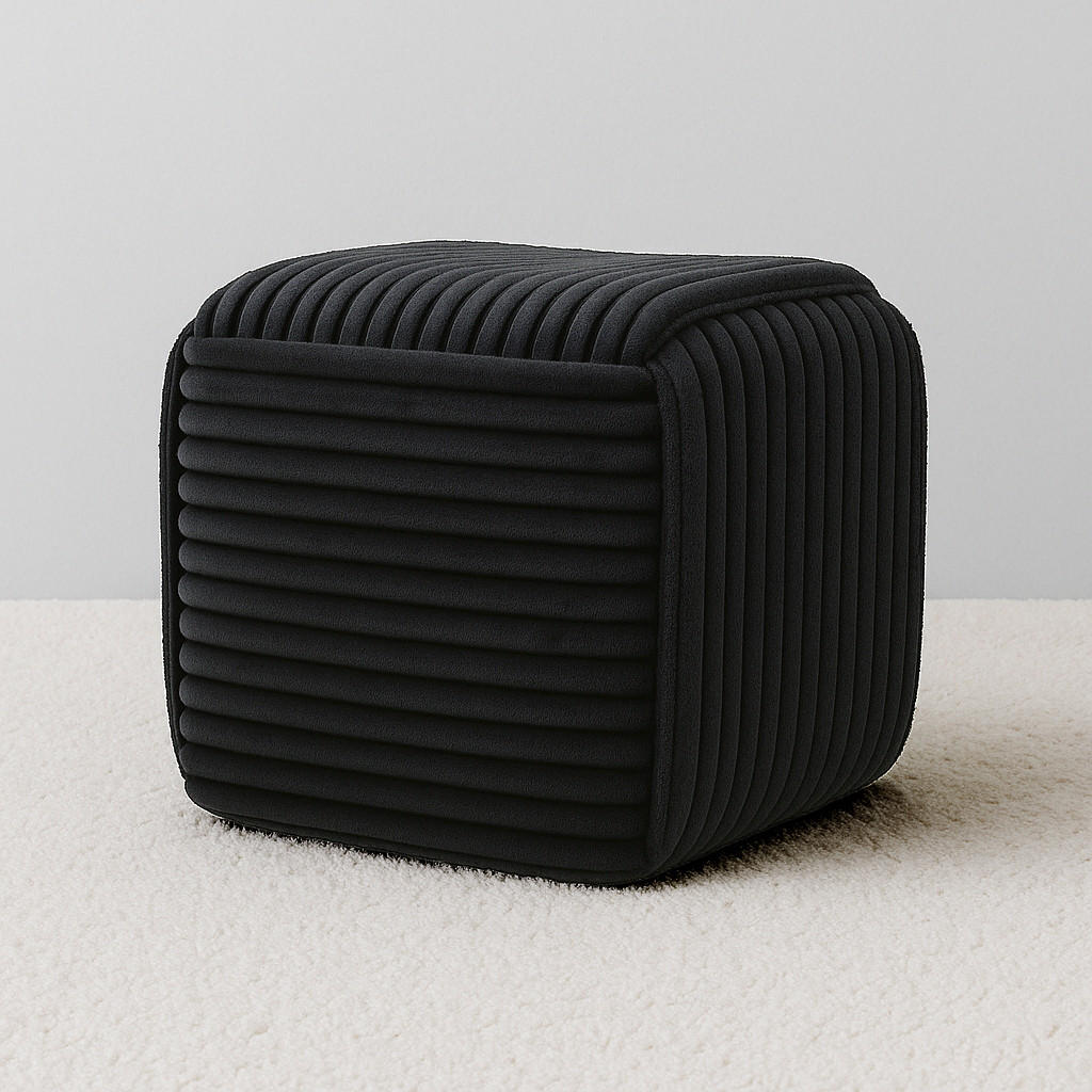 POUF Wiki schwarz 43/43/38 cm Textil - Schwarz, Textil (43/38/43cm) - Mondex