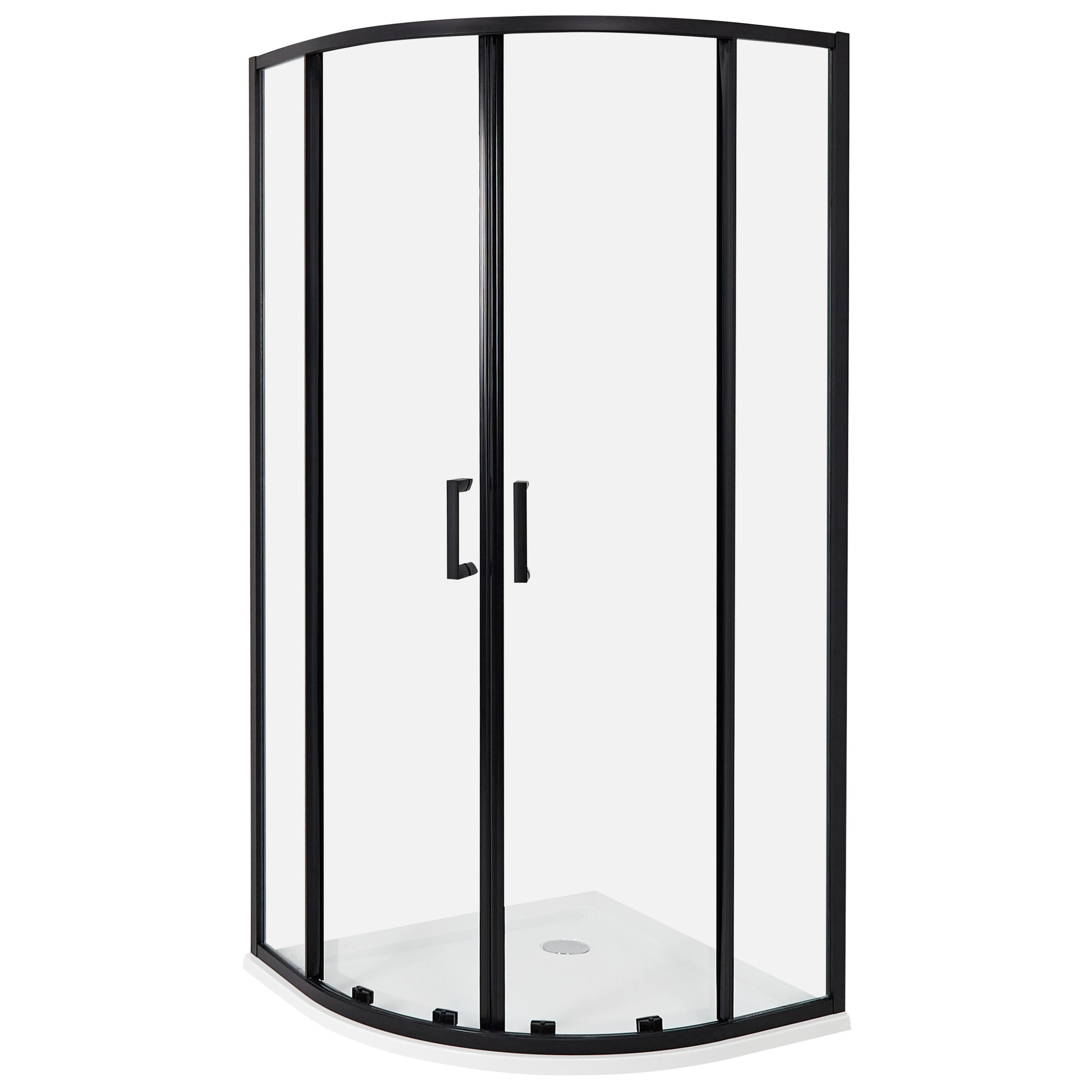 DUSCHKABINE 90/90/185 cm Schwarz Jukatan - Transparent/Schwarz, Glas (90/90/185cm) - Beliani