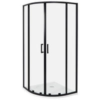 SPRCHOVÝ KOUT 90/90/185 cm Černý Jukatan - černá/průhledná, sklo (90/90/185cm) - Beliani