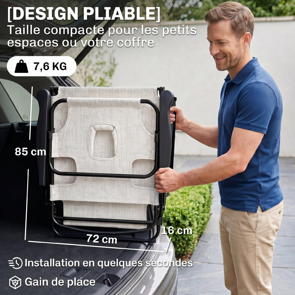 GARTENLIEGE Creme 1 Stück - Creme, Textil (72/89/145cm) - GiPP