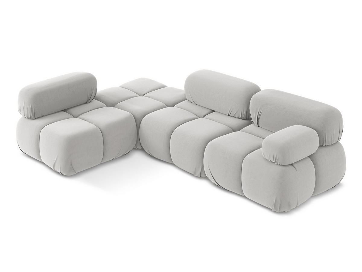 ECKSOFA Links Samt Stoff Grau - Silberfarben/Schwarz, Kunststoff/Textil (190/285cm) - Makamii