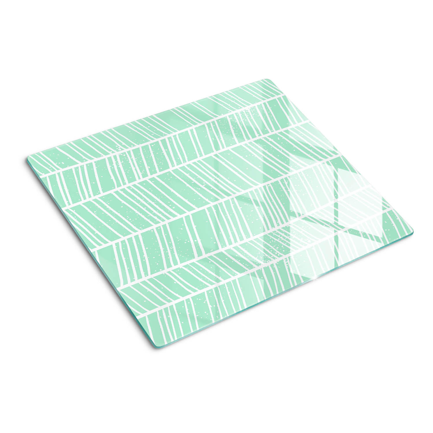 GLASPLATTE 60x52 cm Fischgrätenmuster - Grün, Glas (60/0.4/52cm) - TULUP